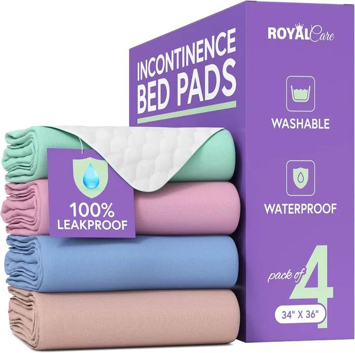 Royal Care Washable underpads, 34 x 36 in; Multi Color; 4 pack