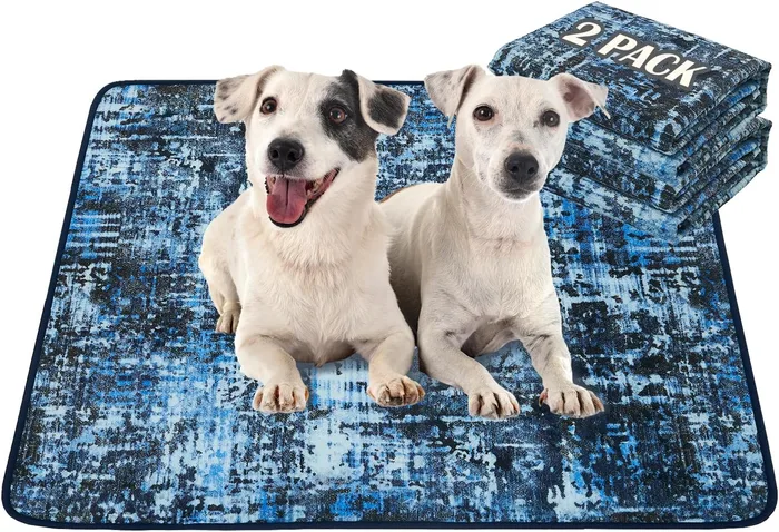 Qeils Washable pee pads, 36 x 41 in; Tie Dye Blue; 2 pack