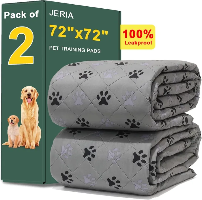 JERIA Washable pee pads, 72 x 72 in; 2 pack